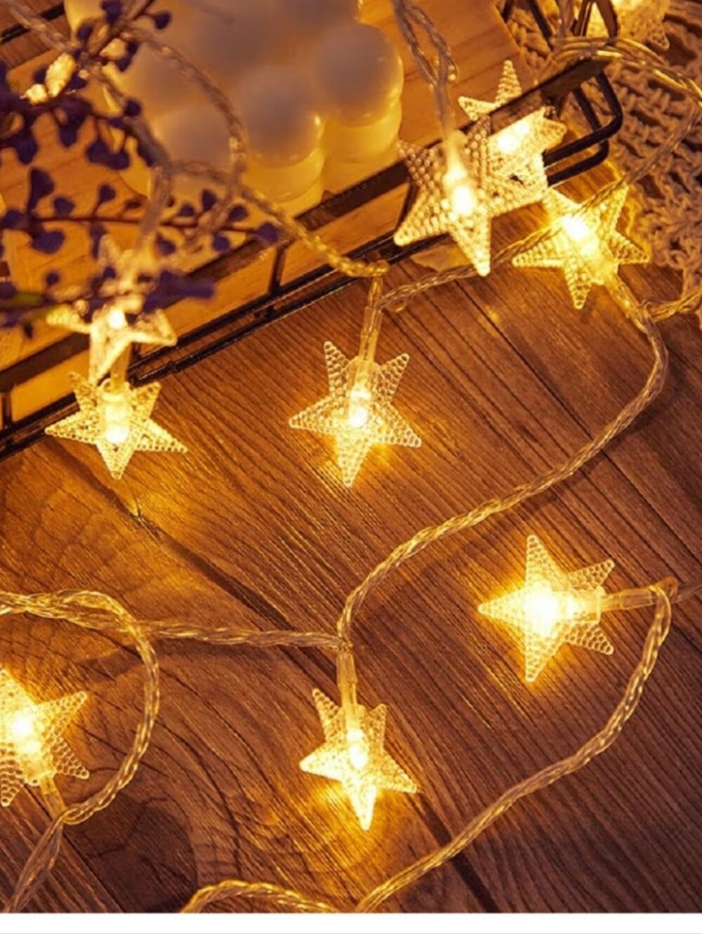 16 ft Star fairy LED Lights - warm white battery operated